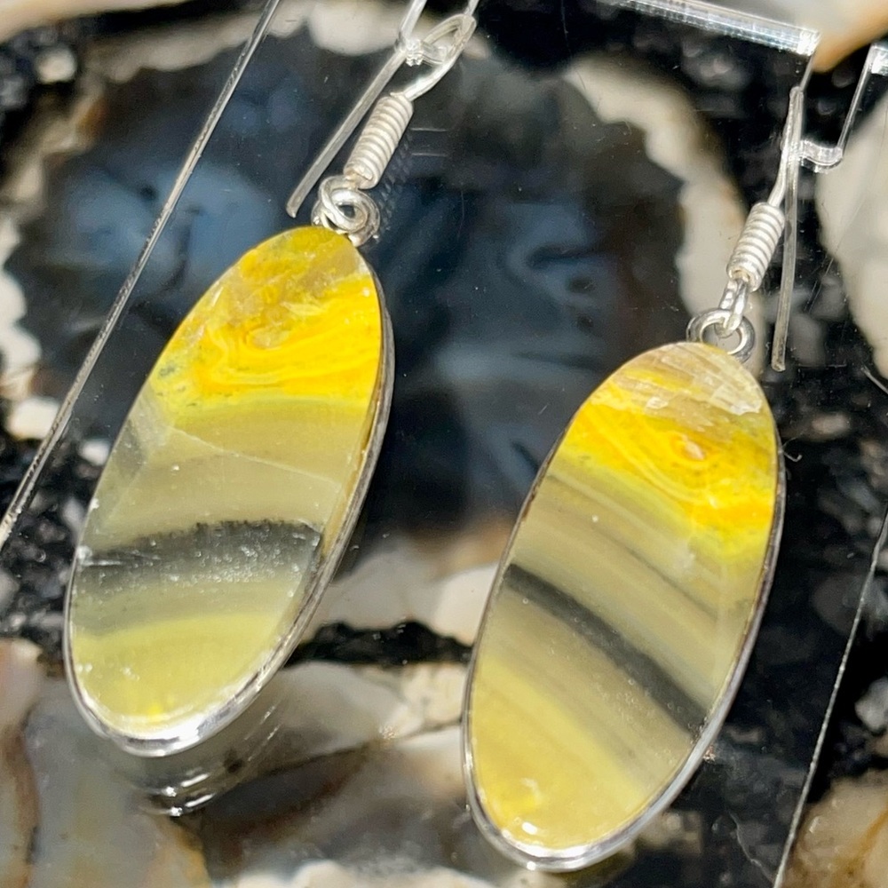 Indonesian Buzzing Bumblebee Jasper Earrings 2”